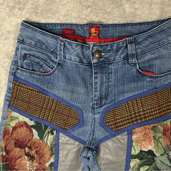 VTG Sasson Ooh La La Patchwork Denim Shorts 11” Size 10 - Picture 2 of 7